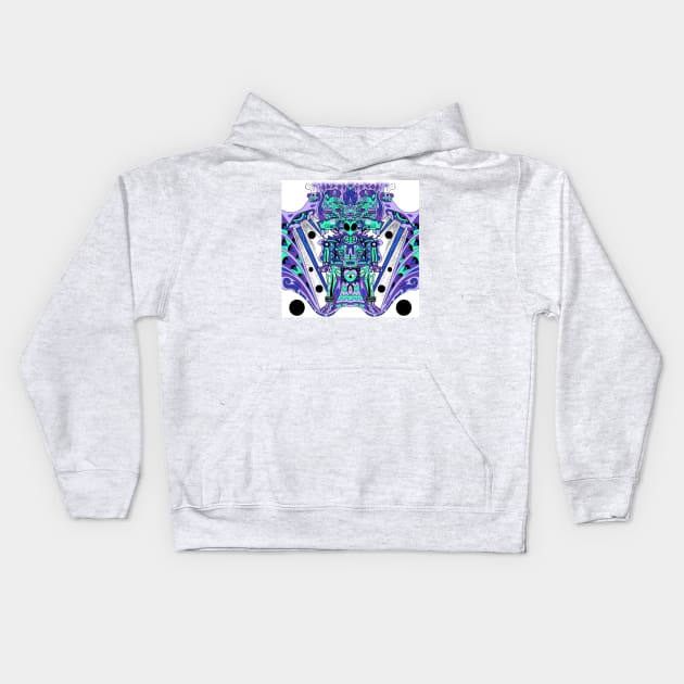 Alien mictlan spacecraft in mandala codex ecopop pattern Kids Hoodie by jorge_lebeau